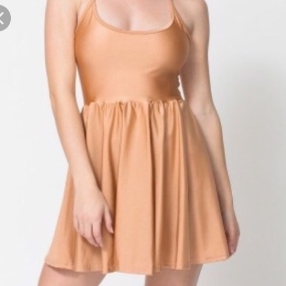 American Apparel Dresses & Skirts - American Apparel Peach Figure Skater Dress Shiny S